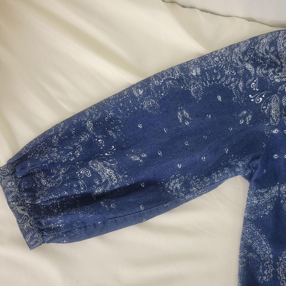 Life Style Shirt Womens Small Blue‎ Tunic Top Paisley 3/4 Bishop Sleeve Keyhole - Picture 8 of 14
